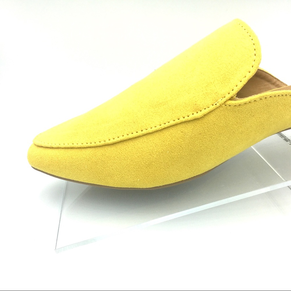 LAST PAIR Yellow Classic Mules in Faux Suede Flats - Picture 3 of 8